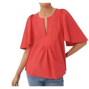 Tuckernuck Pomander Place Blouse Womens Sm Finley Flutter Sleeve Cotton Preppy